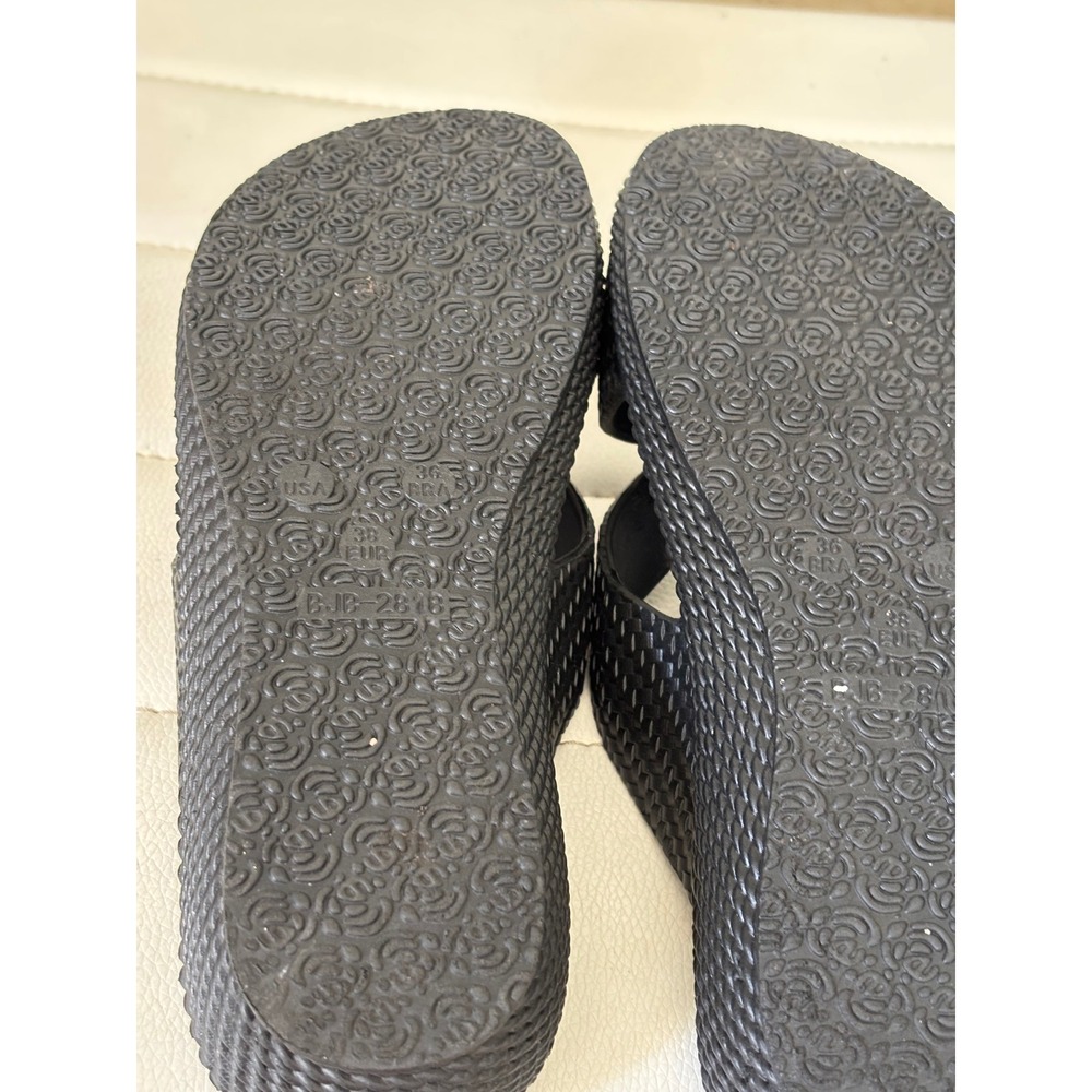 Ella Black Woven Textured Platform Slide Sandals Criss Cross Strap Size 7 - Picture 5 of 6